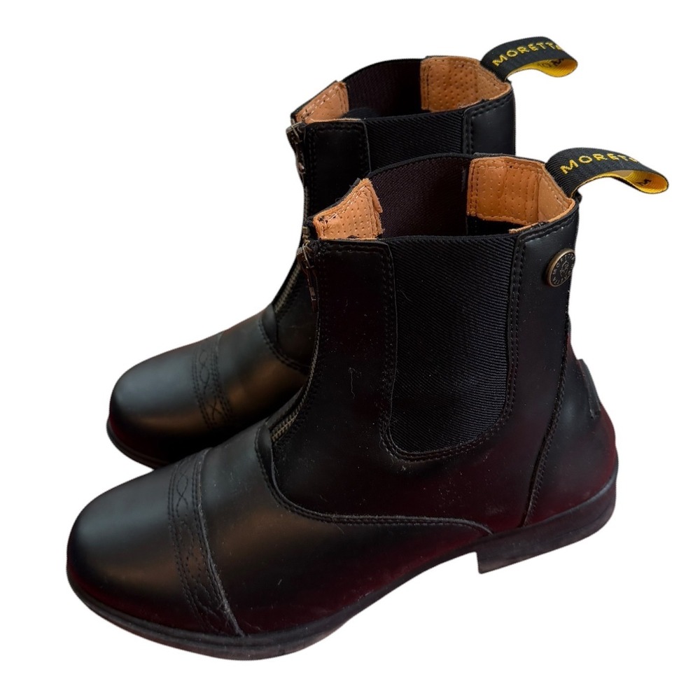 Moretta Rosetta Zipper Paddock Boots Black Leather Equestrian Women Sz 9 Euro 41